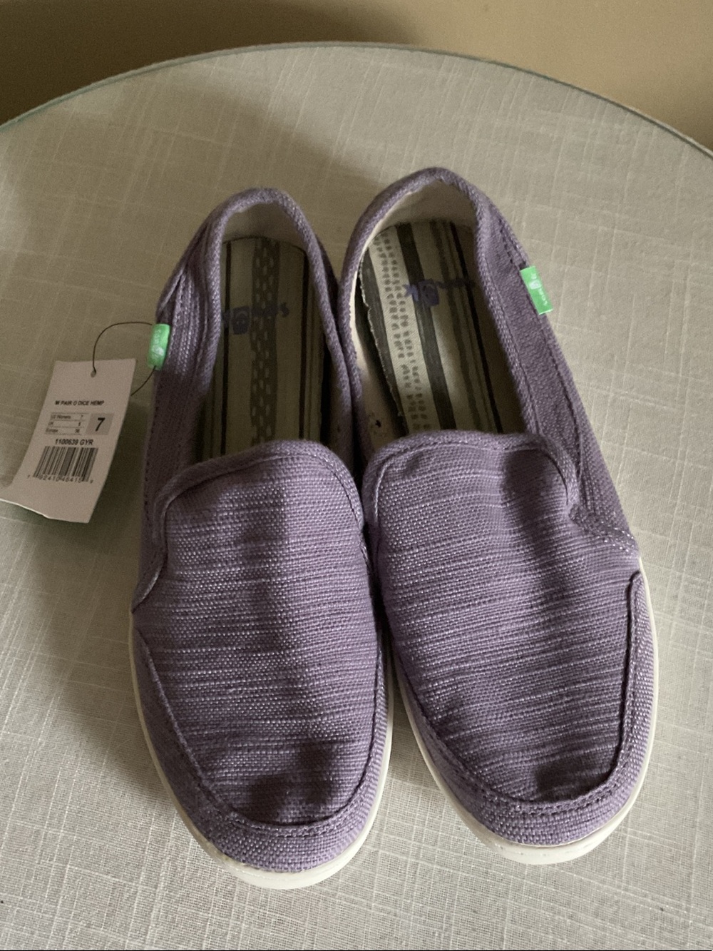 NWT Size 7 Sanuk Lavender Slip-On Canvas Shoes